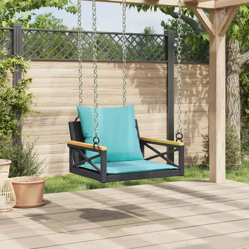 vidaXL Patio Swing Bench Black and Blue