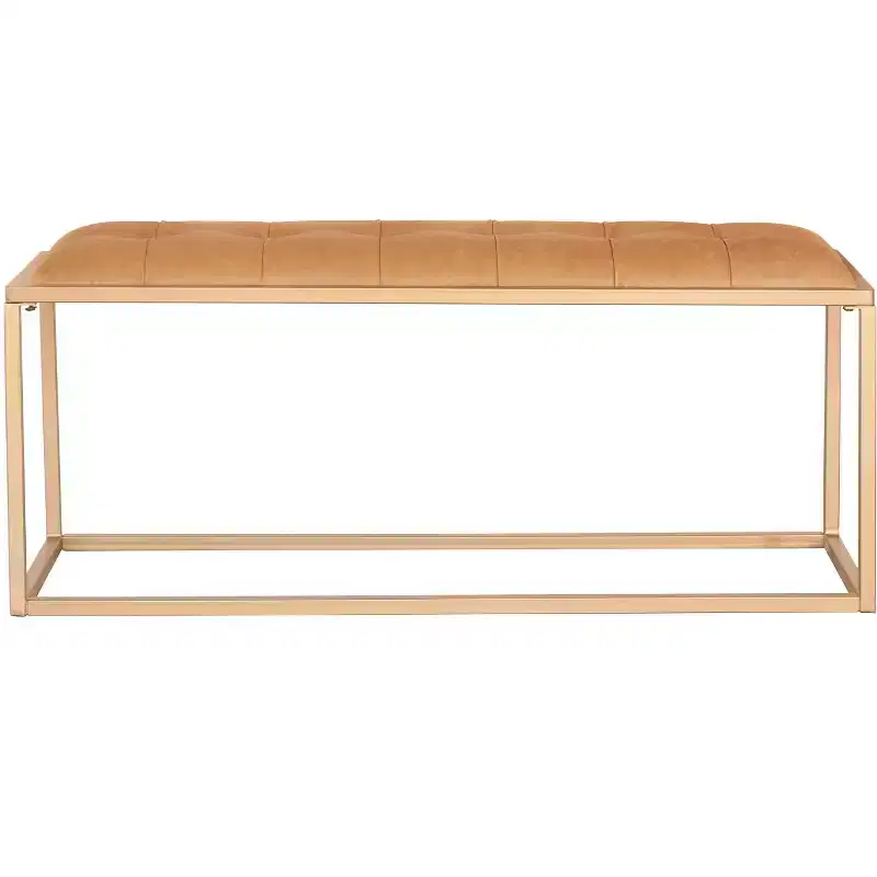 HomeRoots 43 Brown And Gold Upholstered Upholstery Bedroom Bench