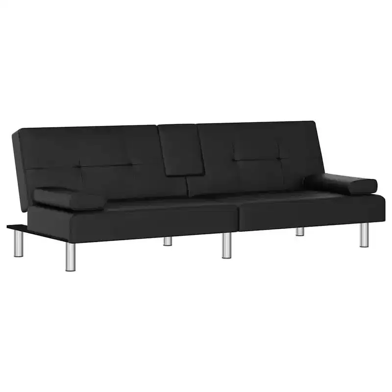 Sofa Bed Foldable Sleeper Sofa Couch Bed with Cup Holders Faux Leather