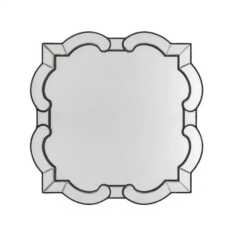 HomeRoots 32 Clear Scalloped Glass Framed Accent Mirror