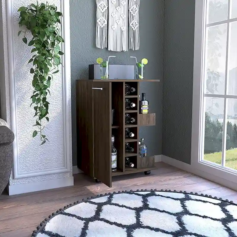 Bar Cart Wells, Four Casters for Kitchen, Party and Living Room