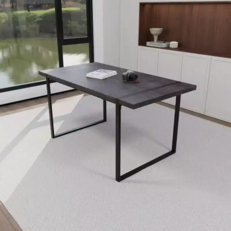 Industrial Rectangular MDF Dining Table for 4-6, 1.5 Thick Wood Top with Metal Legs, for Home & Kitchen
