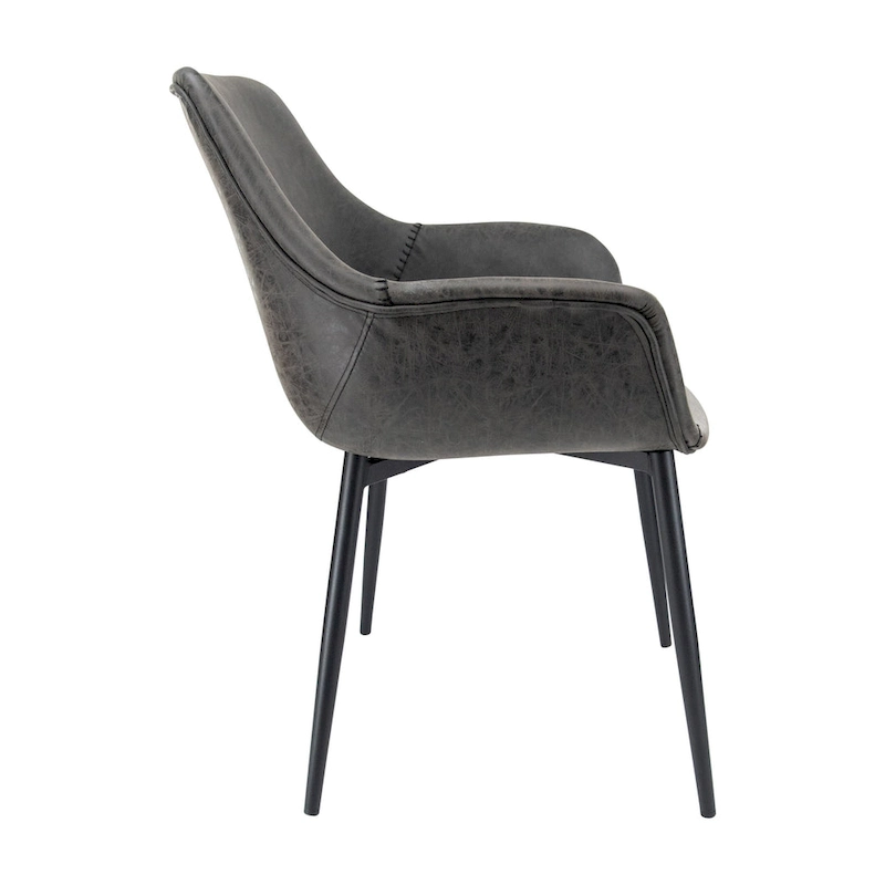Markley Leather Dining Chair with Iron Legs Set of 4 Modern Accent Armchair