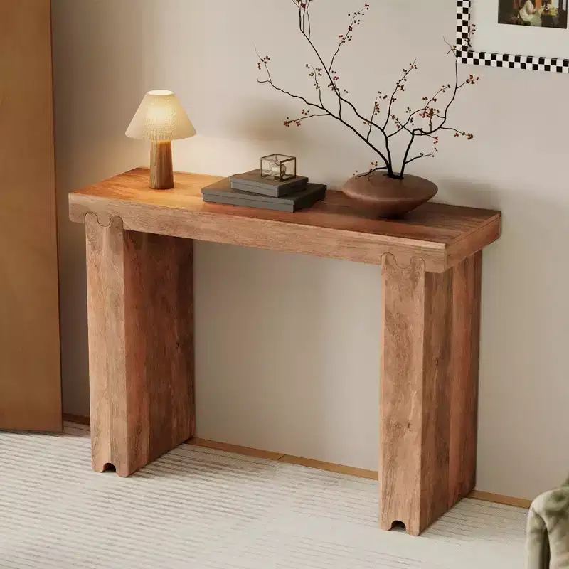 Minimalist Farmhouse Mango Wood Console Table & Entryway Side Table with Thickened Tabletop
