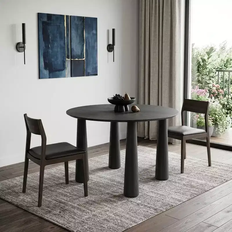 HomeRoots 67 Black Solid Wood Oval Dining Table