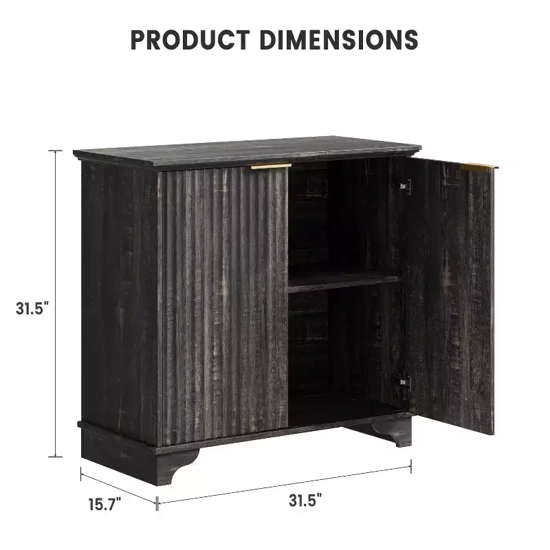 Farmhouse Storage with Fluted Doors Coffee Bar Cabinet , Adjustable Shelves, for , Dining Room, Living Room .t