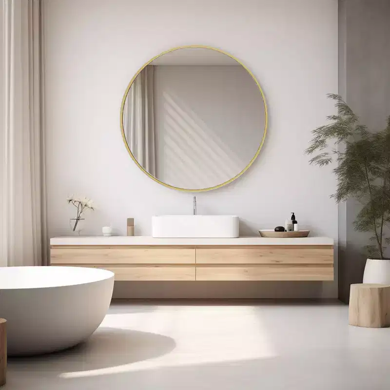 30 InchCircular Wall Mirror, Hanging Mirror for Above Sink, Bathroom Hanging Mirror