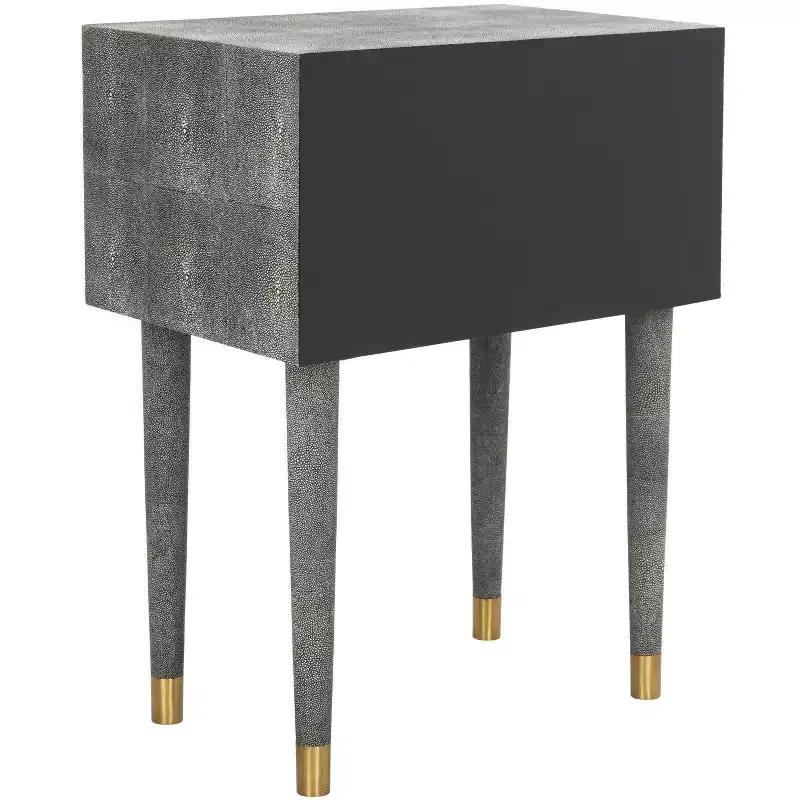 Faux Shagreen End Table – Black
