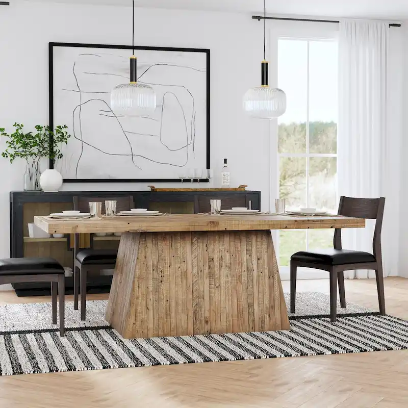 Natural Brown Plinth Base Dining Table, Seats 6–8