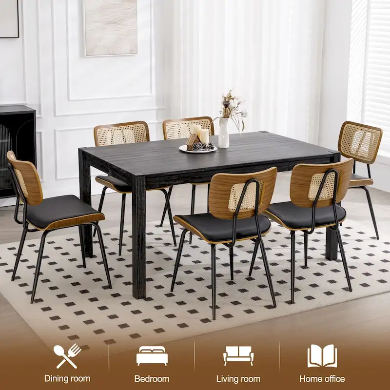 Faux Leather Upholstered Dining Chairs Set of 2/4 - 33.5 H x 17.5 W x 23 D