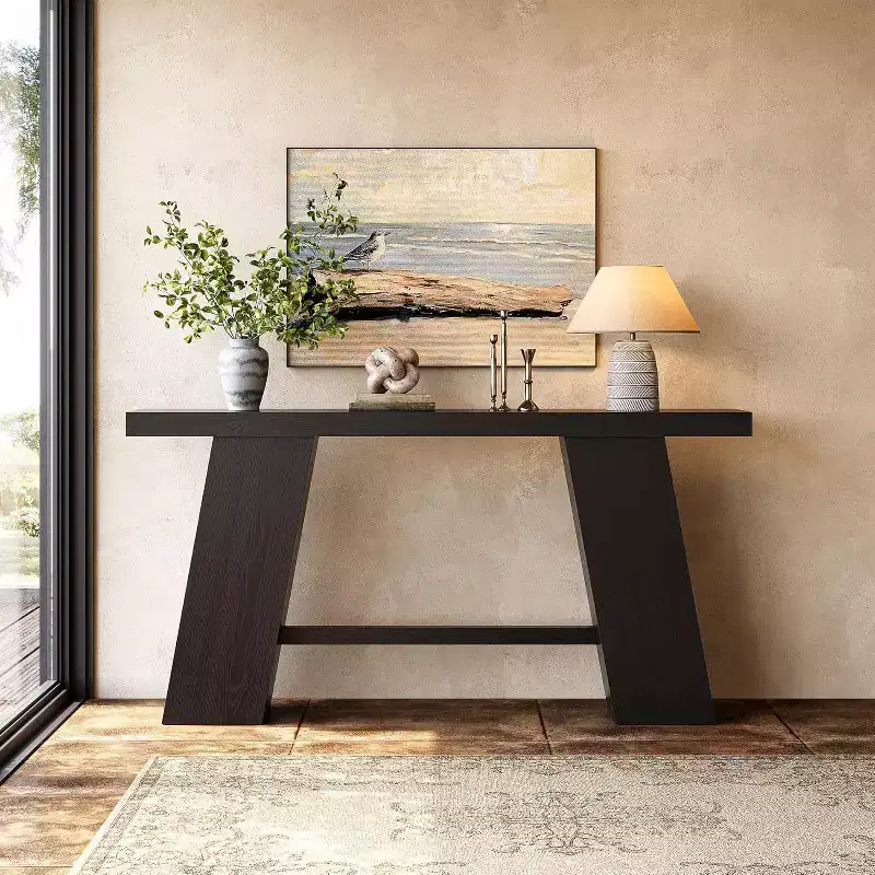 Lantine 70.8-Inch Long Black Console Table for Entryway, Narrow Modern Sofa Table for Entry, Hallway, Living Room