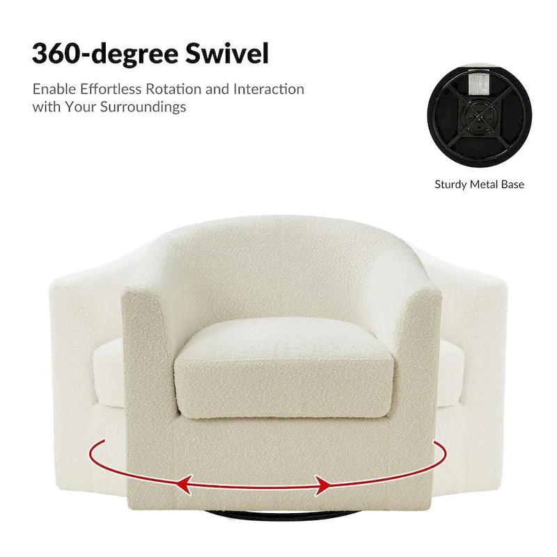 Rita Modern Ergonomic Boucle Upholstered Swivel Barrel Chair Set of 2 by HULALA HOME