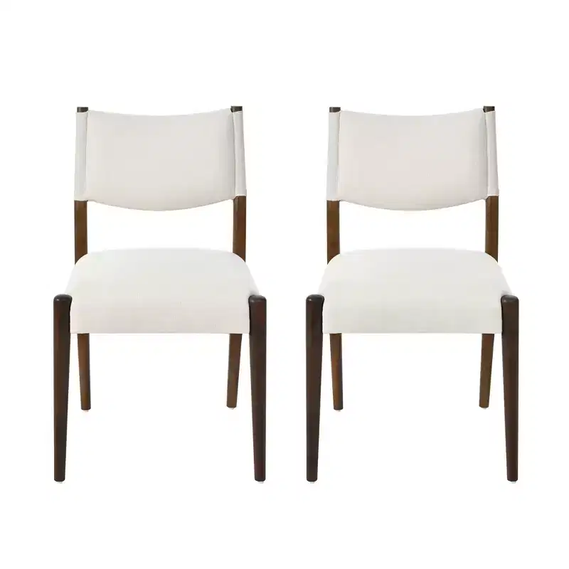 Modern Rubberwood Upholstered Dining Chairs (Set of 2)