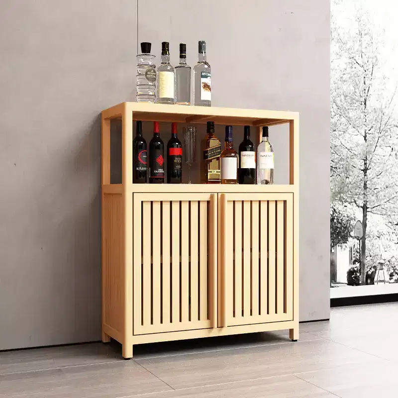32.08 Tall Bamboo Storage Cabinet with 1 Open Shelves and 2 Doors for Bathroom, Natural 4A - ModernLuxe