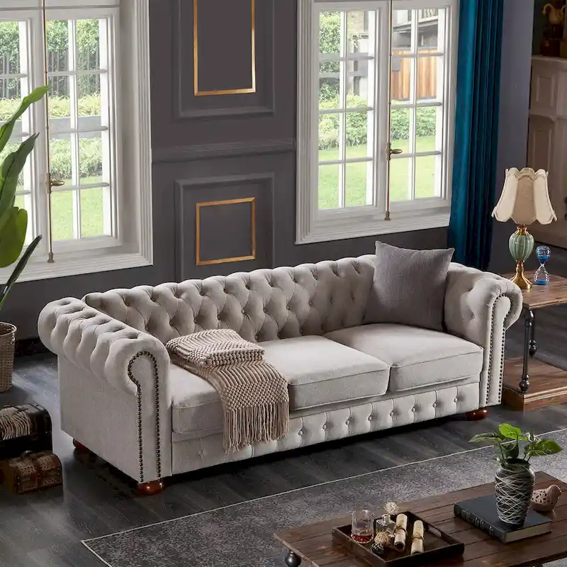 Chesterfield Linen Fabric Sofa