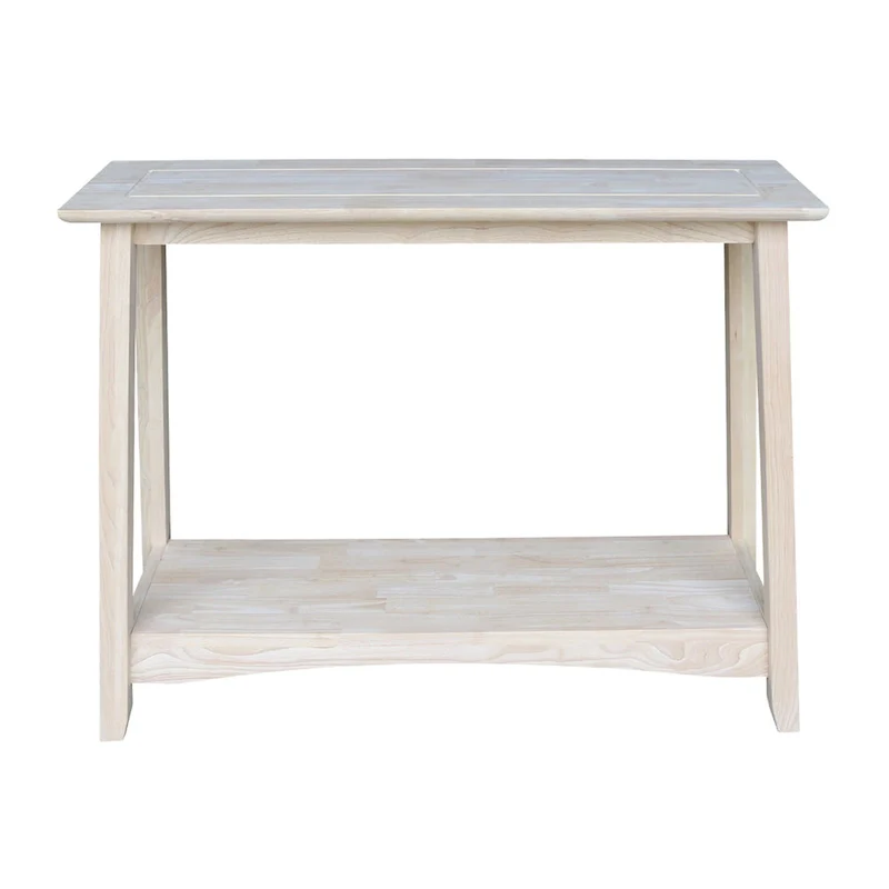 Unfinished Parawood Console Table – Natural, Butcher Block Top