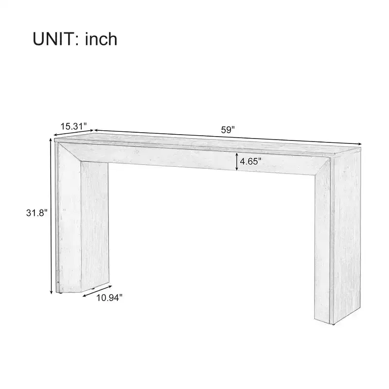 Modern Console Table & Entryway Table, Sturdy Sofa Table with Fireplace Design, Wood Veneer Top