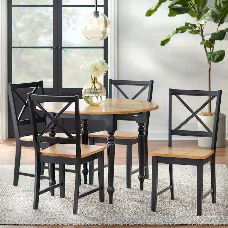 Simple Living Two-tone 40-inch Rubberwood Round Drop-leaf Table