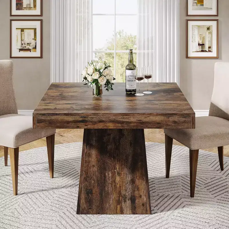 Lantine Square Dining Table for 4, 31.5-Inch Small Kitchen Table with Sturdy Pedestal Base, for Dining Room, Living Room, Kitchen
