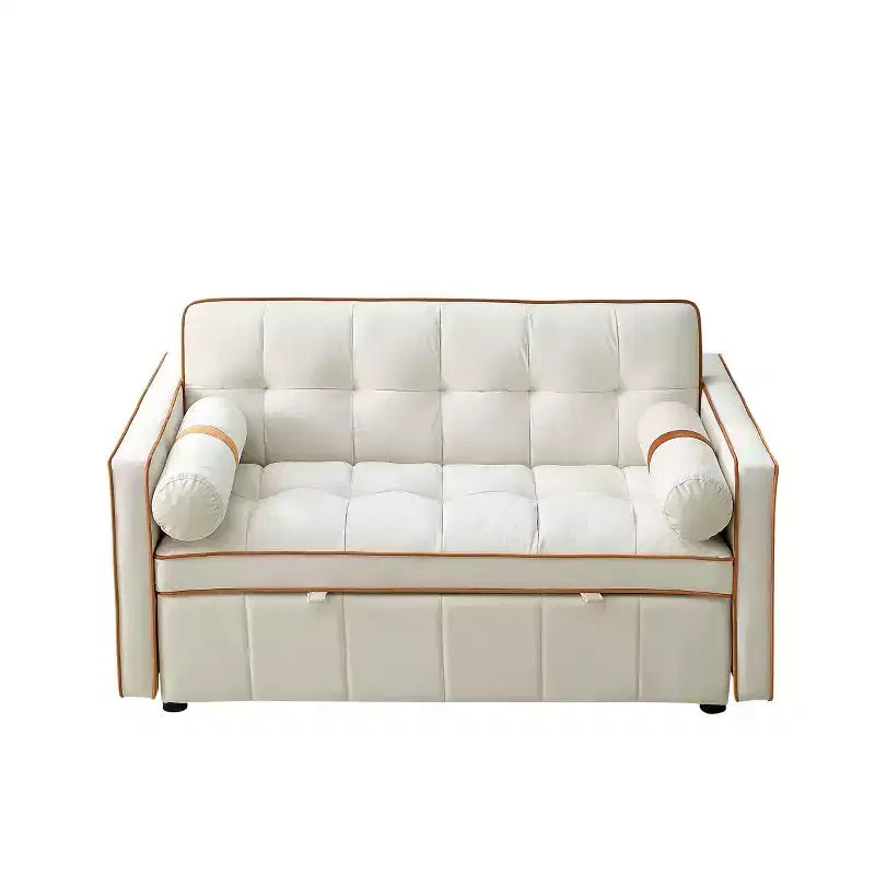 55.5 Inch Pull Out Sofa Bed, Velvet Loveseat Futon with Side Pockets, Modern Sleeper Couch for Small Spaces Living Room Bedroom