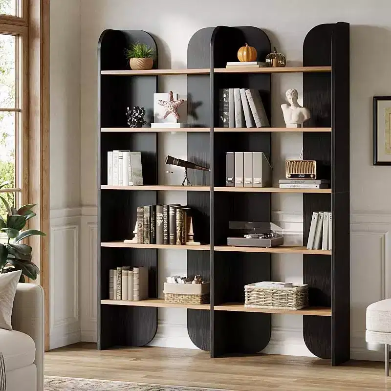 Lantine 5-Tier Bookshelf, 70.87-Inch Tall Double Wide Bookcase with Open Shelves, Floor Standing Book Shelf for Home Office, Living Room