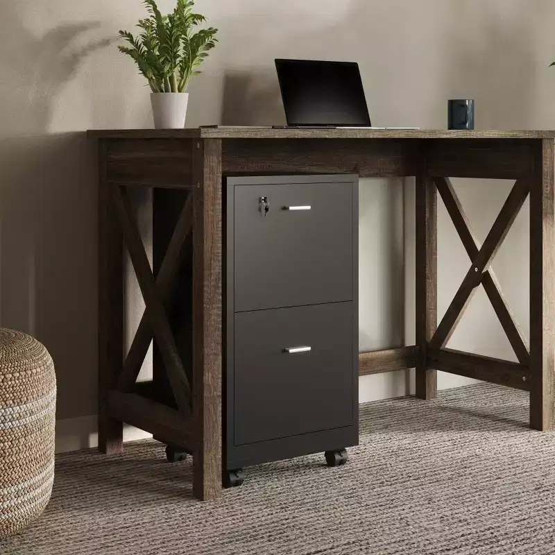 2-Drawer File Cabinet with Lock and Rolling Wheels