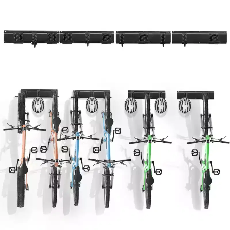 Bike Storage Rack, 6 Bike Racks and 5 Helmets Hooks, Wall Mount Bike Storage Hanger, Home & Garage Organizer