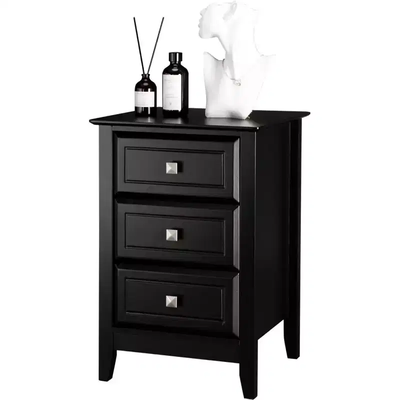 Bonnlo Upgraded Black Nightstand with Drawers, Night Stands for Bedrooms, Modern Bed Side Table