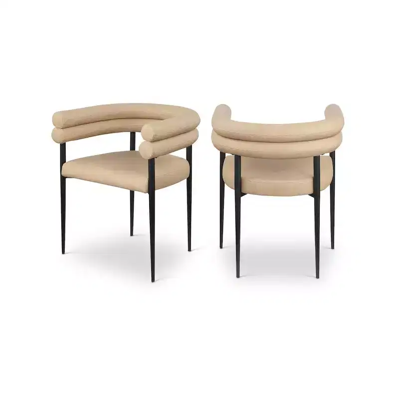 Meridian Furniture,Lavina Tan Vegan Leather Dining Chair, Set of 2