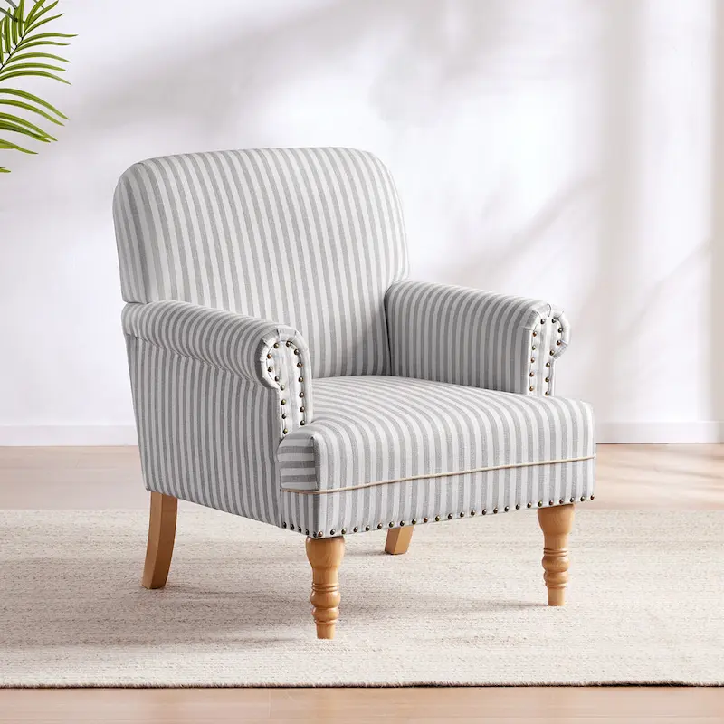 Rolled Armchair Accent Chair Set of 2 Blue/ Grey/ Brown
