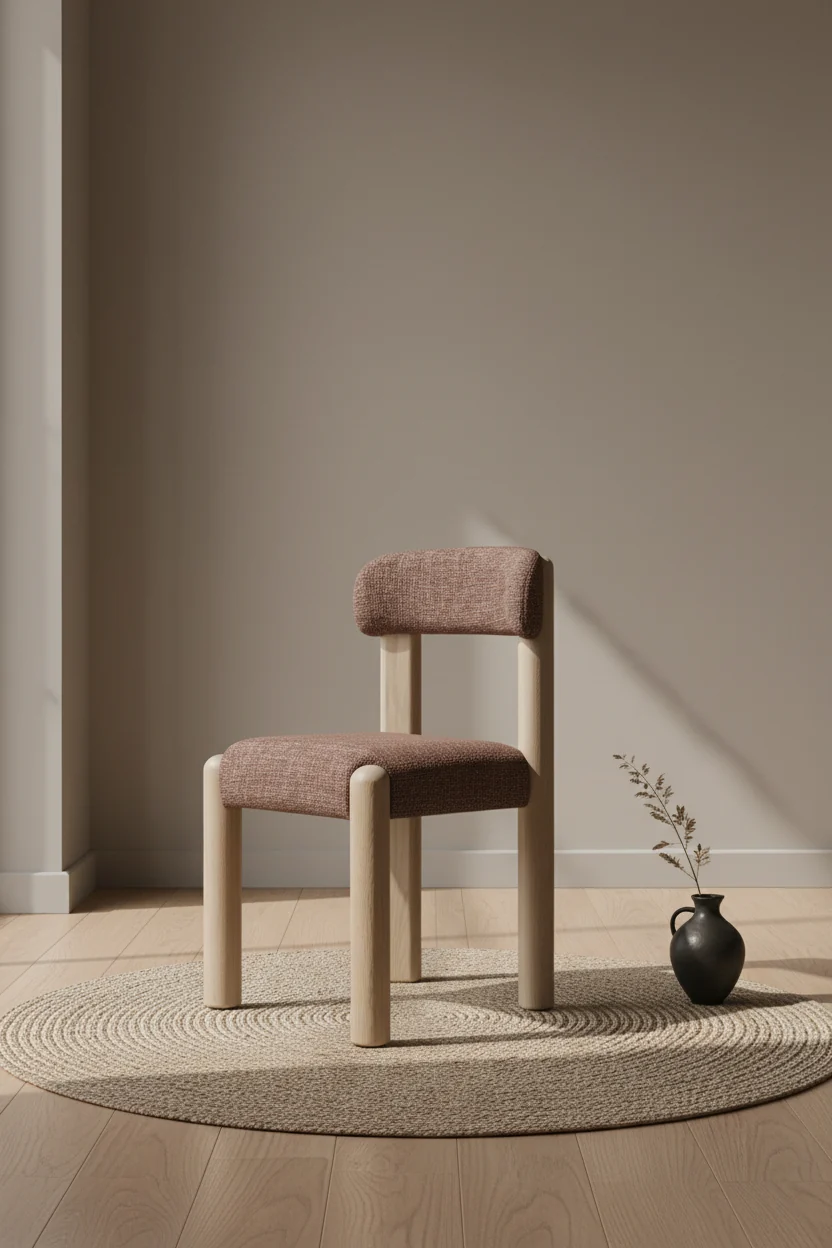 Relaxed Upholstered Timber Dining Chair with Softly Curved Seat for Everyday Dining Rooms