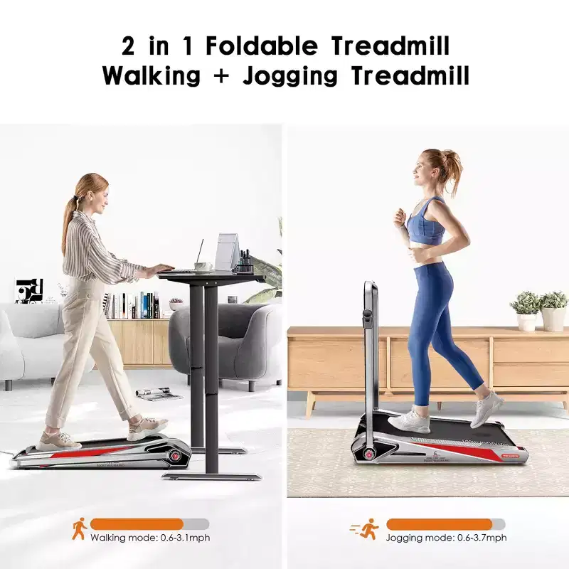 EGOFIT Walker Plus M1T -Cool Grey, 2-In-1 Folding Treadmill, Walking & Jogging