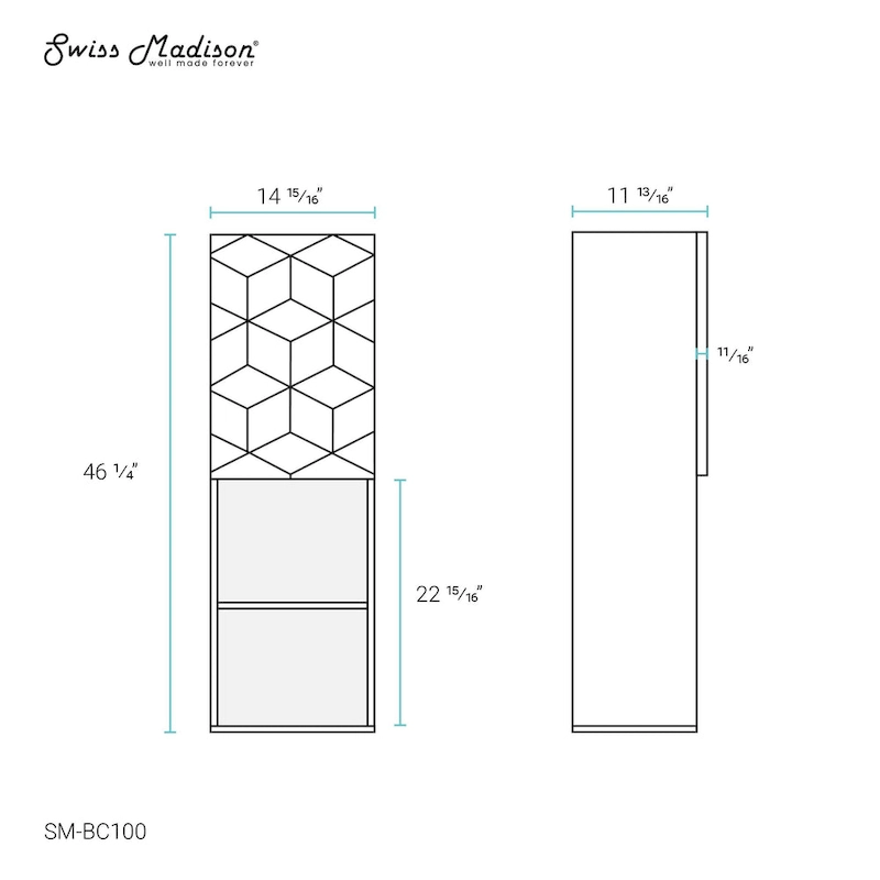 Annecy 15 W x 46 H x 12 D Linen Cabinet in Phantom Black