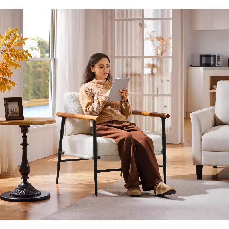 Yaheetech Mid-century Accent Chair Reading Chair with Metal Frame for Living Room, Bedroom
