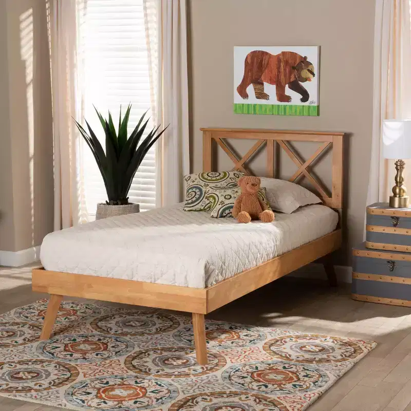 Wood Platform Bed Brown