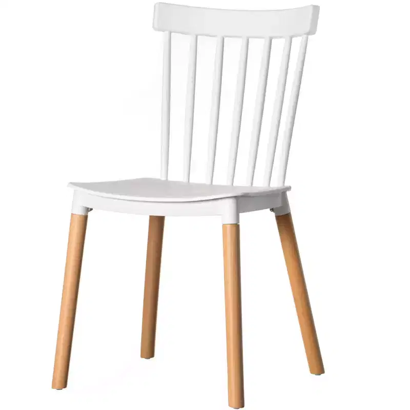 Modern Plastic Dining Chair, Windsor Design with Beech Wood Legs