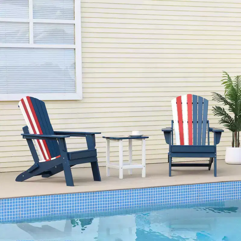 Aoodor Folding Adirondack Chair HDPE Outdoor All-Weather Chair for Patio, Garden, Backyard, Lawn, Fire Pit