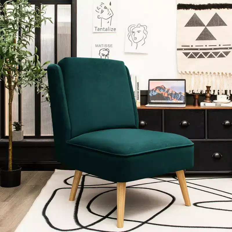 Velvet Accent Chair Single Sofa Chair Leisure Chair with Wood Frame