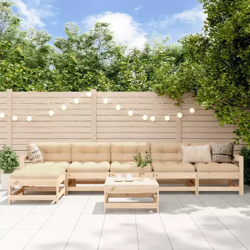 vidaXL Modular Patio Lounge Set with Solid Wood Build