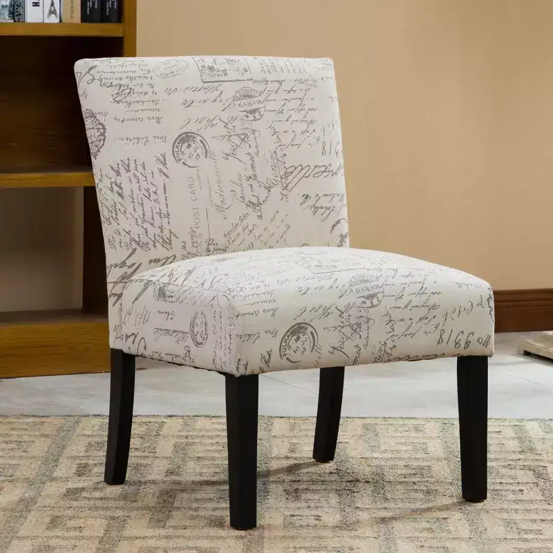 Bott English Letter Print Fabric Armless Contemporary Accent Chair