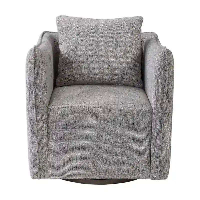 Uttermost Corben 29 Wide Shelter Arm Wood Frame Swivel Accent Chair