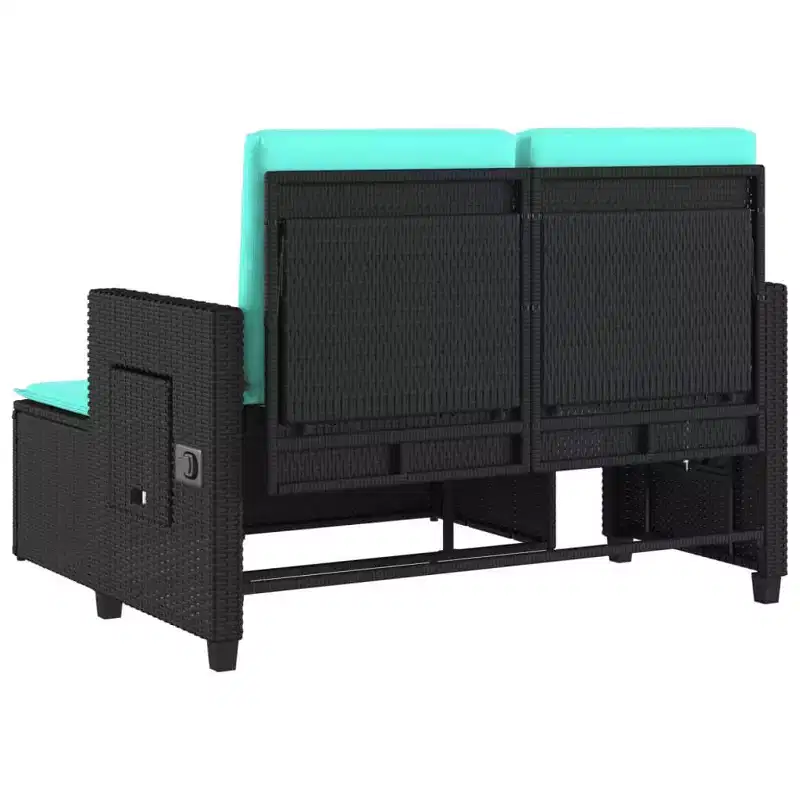 vidaXL Reclining Patio Bench with Cushions Seating Poly Rattan