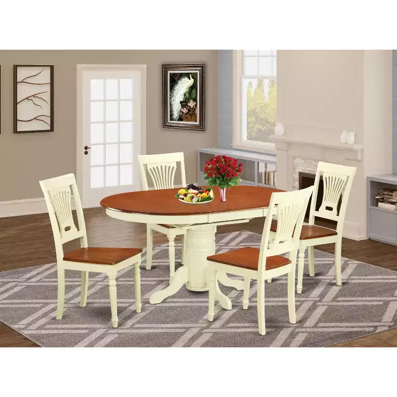 HomeStock Belmont 5-Piece Dining Table Set, White