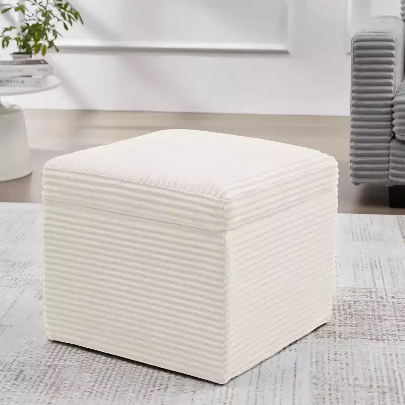 Corduroy Square Storage Ottoman with Lift Off Top