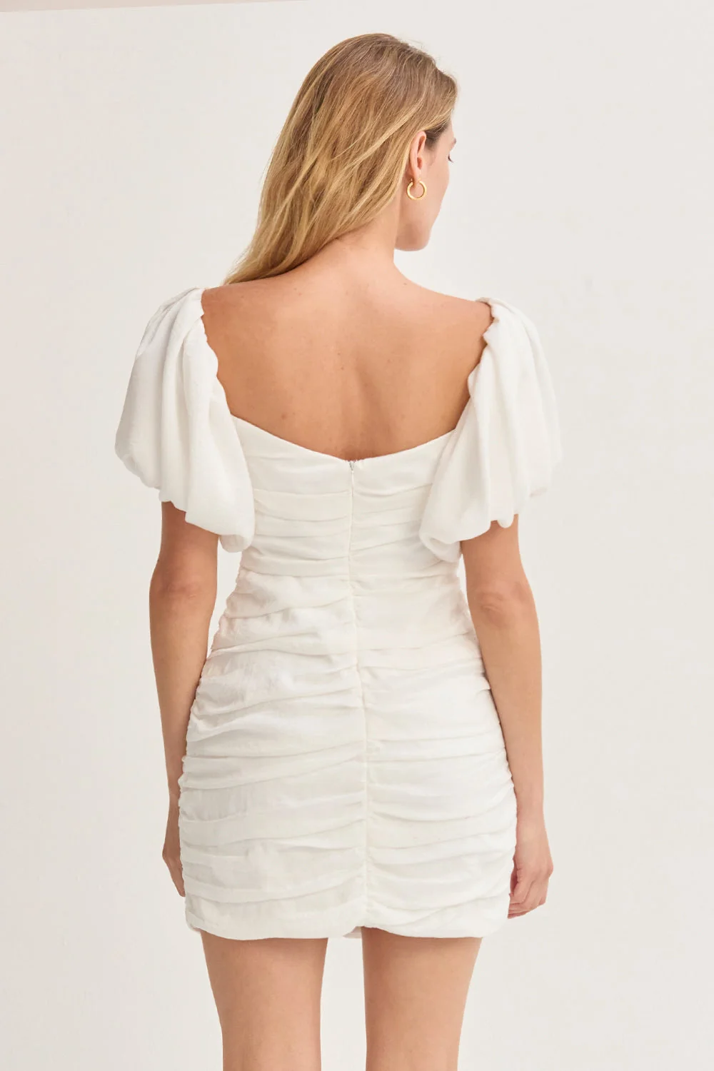 Puff Sleeves Ruched Mini Dress