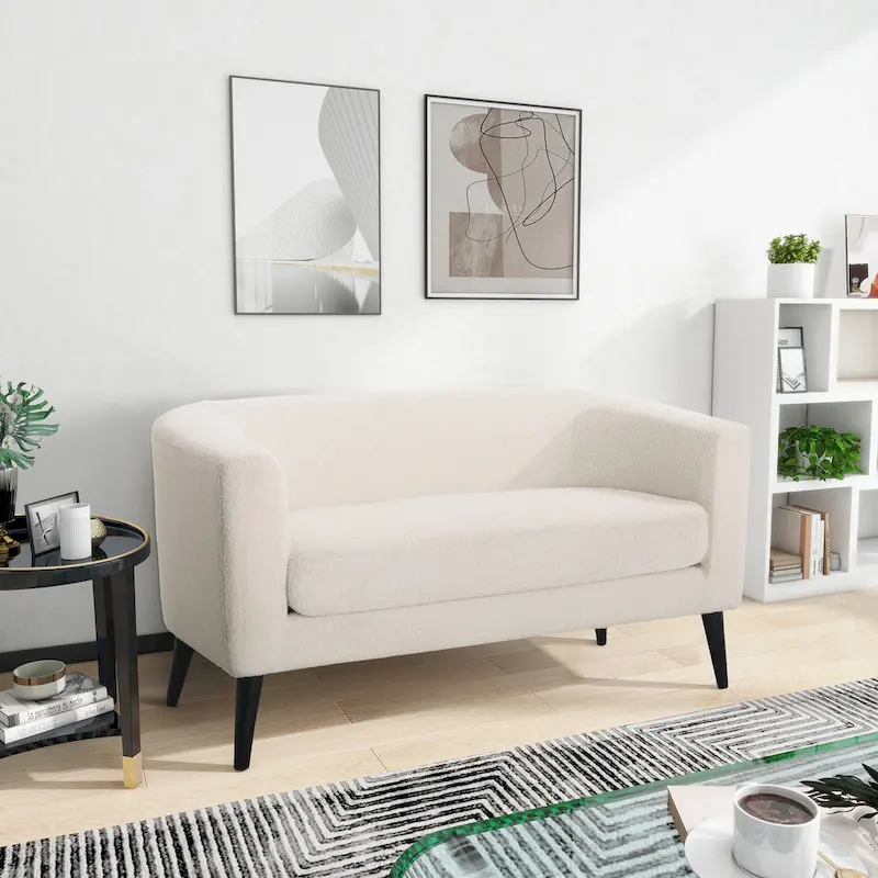 Mava Textured Fabric Loveseat by