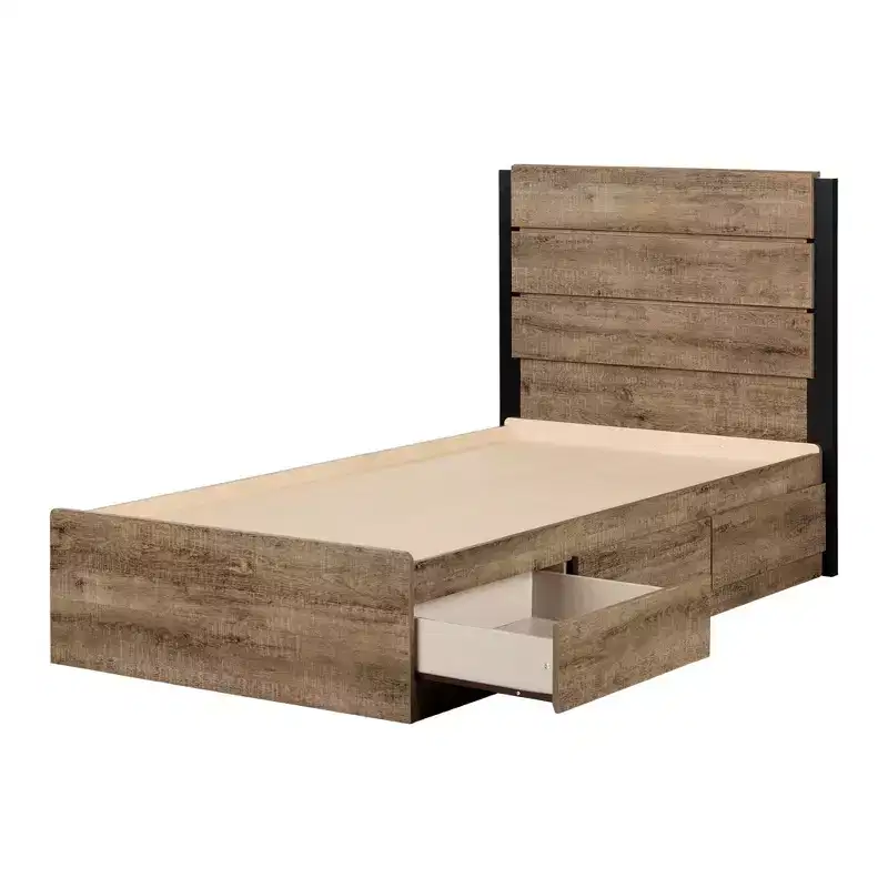 Arlen Mates Bed and Headboard Set Weathered Oak - South Shore
