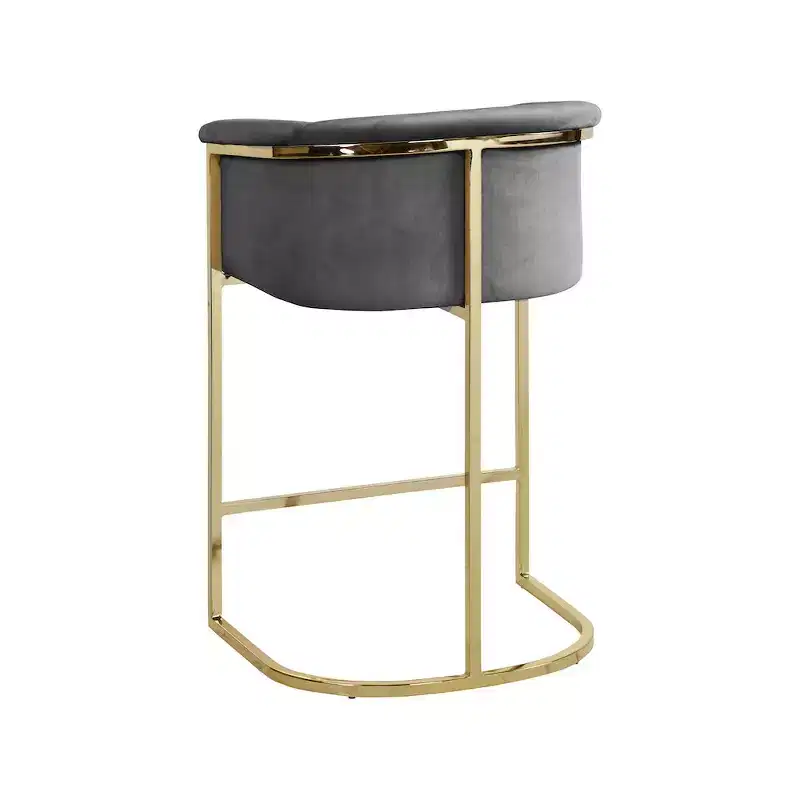 Meridian Furniture,Donatella Grey Velvet Stool