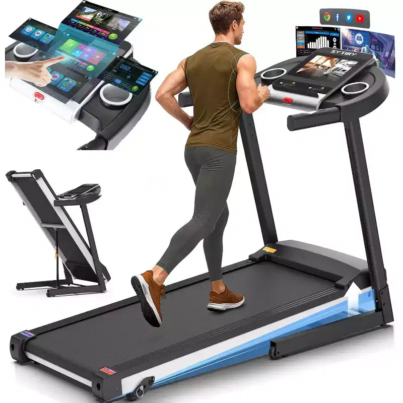 KRISRATE Treadmills with 12% Incline & 10 3D TV Screen & WiFi & APP & Heart Rate for Home, 3.25HP 9MPH Smart Treadmill, Foldable Running Machine