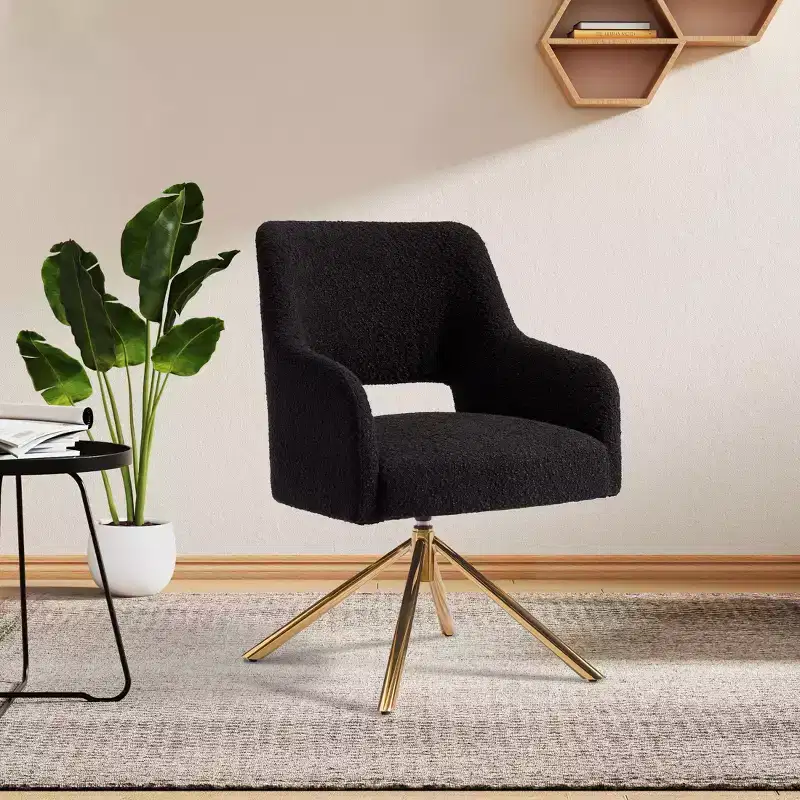 WestinTrends Genevieve Mid-Century Modern Upholstered Boucle Swivel Accent Chair (Set of 4)